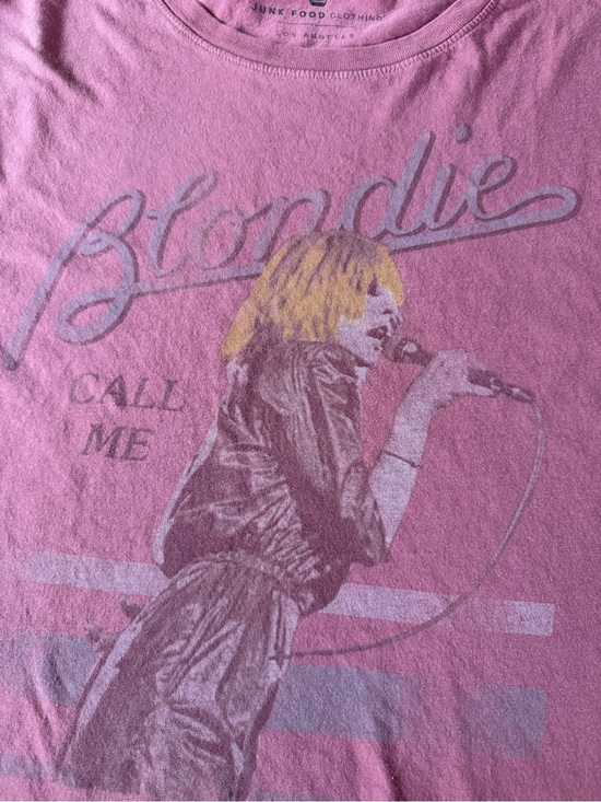 Junk Food Clothing Tops - Blondie 'Call Me' Graphic Tee - Pink - Junk Food Clothing crop top